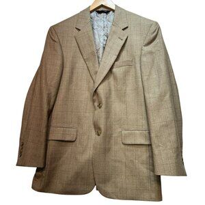 Jos. A. Bank Mens Wool 2 Button Sport Jacket Long Sleeve Size 41 Tan Houndstooth